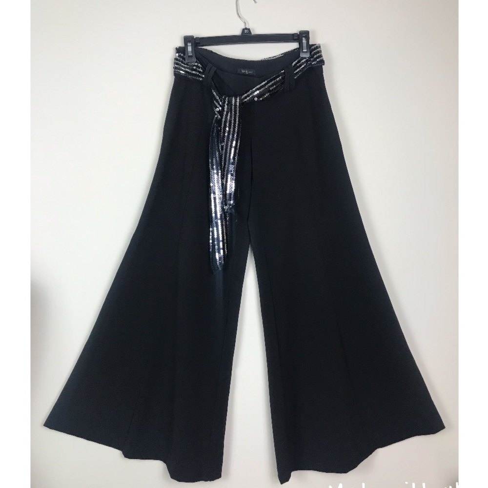 Black wide leg flare dress pants inseam 30 in